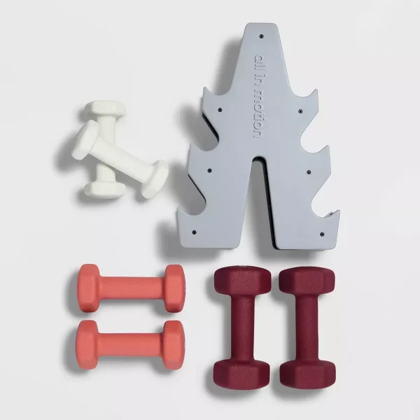 Basic Hand Weight Set Pink/White/Magenta - All In Motion™: Iron Dumbbells with Rack