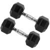 Signature Fitness Hex Dumbbells Non-Slip Free Weights Full Body Strength Training Home Gym Workout Equipment Set, 20 Pounds, Black