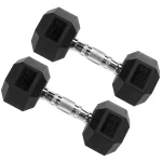 Signature Fitness Hex Dumbbells Non-Slip Free Weights Full Body Strength Training Home Gym Workout Equipment Set, 20 Pounds, Black