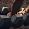 Signature Fitness Hex Dumbbells Non-Slip Free Weights Full Body Strength Training Home Gym Workout Equipment Set, 20 Pounds, Black