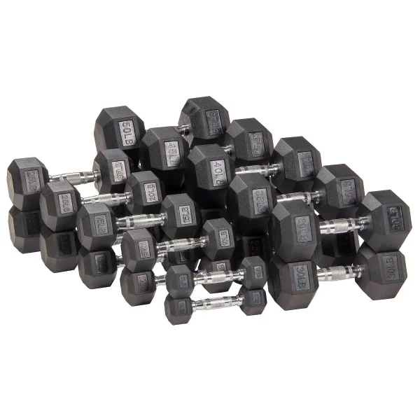 Signature Fitness Hex Dumbbells Non-Slip Free Weights Full Body Strength Training Home Gym Workout Equipment Set, 20 Pounds, Black