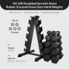 BalanceFrom Dumbbell Set with Stand, 5 Pair Rubber Encased Hand Weights, Home Gym Fitness Equipment, 150 Lb, Black