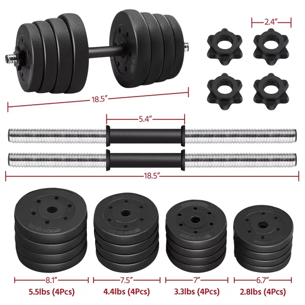 Yaheetech 66LB Adjustable Dumbbell Set Black