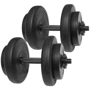 BalanceFrom Fitness 40 Pound All Purpose Vinyl Weight Dumbbell Set with 2.5 Pound and 7.5 Pound Weights and Collar Locks, 14 Piece Set, Black