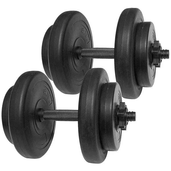 BalanceFrom Fitness 40 Pound All Purpose Vinyl Weight Dumbbell Set with 2.5 Pound and 7.5 Pound Weights and Collar Locks, 14 Piece Set, Black