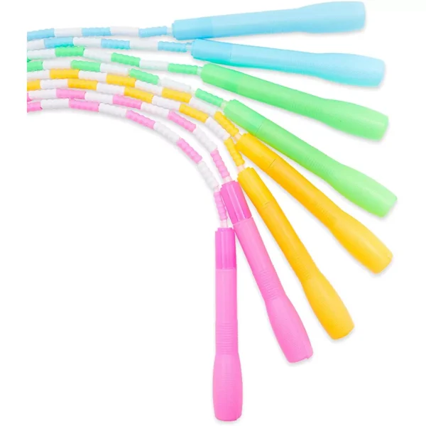 Blue Panda 4 Pack Beaded Jump Rope for Kids, Skipping Toys for Girls Starter Fitness Workout (9.2 Feet, 4 Colors)