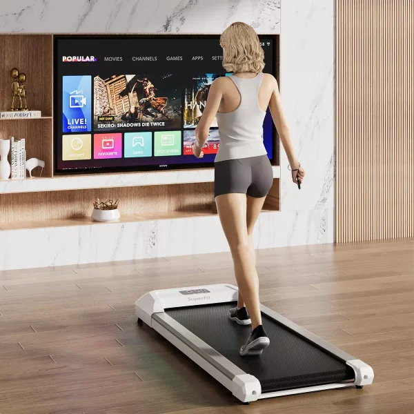 Walking Pad w/265 lbs Capacity Remote Control & LED Display Under Desk Treadmill Gray\Black\Pink